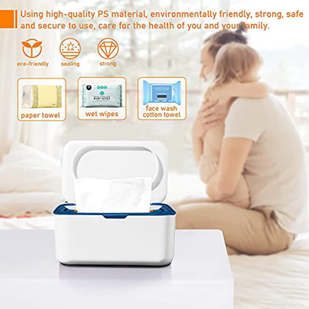 Wet Wipe Dispenser,Baby Napkin Storage Box Holder Container Dust-Proof Wet Tissue Box for Home, Office (Gray) TQ