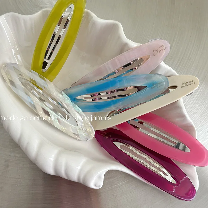 Hair Clip Colorful Oval Plastic BB Clip Comfortable Non Slip Gentle No Pull Lightweight Durable for Daily Home Travel Office