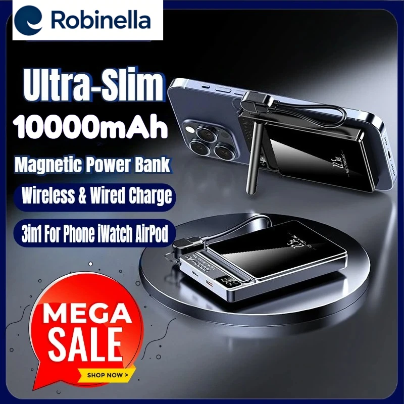 Caricabatterie esterno a ricarica rapida wireless magnetico 10000mAh 22,5W per Huawei Samsung iPhone 12 PD 20W Powerbank