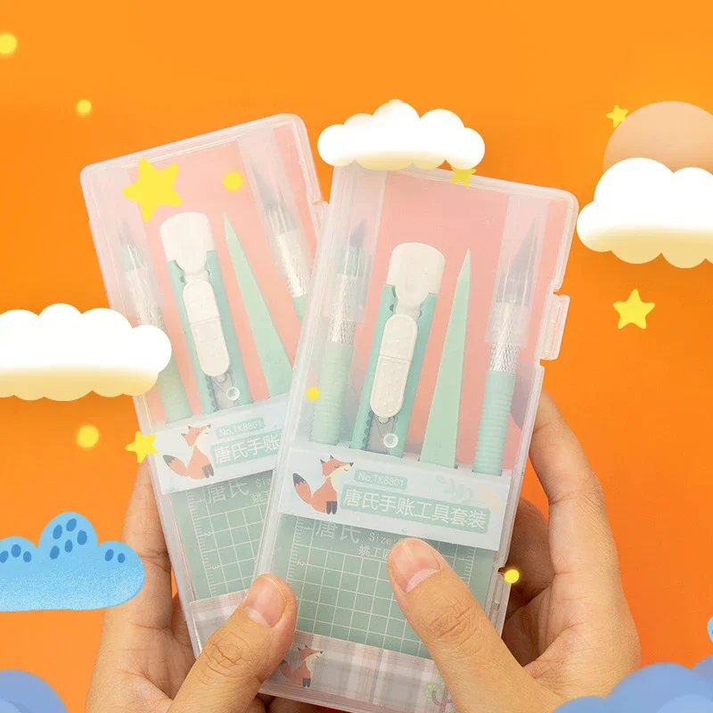 Complete doe-het-zelf scrapbookingtoolkit met pennen, vleesmessen, pincetten en snijmatten – niet-intrekbaar handvat voor dagelijks gebruik