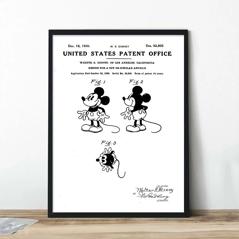 

Винтажная картина на холсте с Микки Маусом от Disney, ретро-дизайн, постер, настенное искусство, безрамный декор