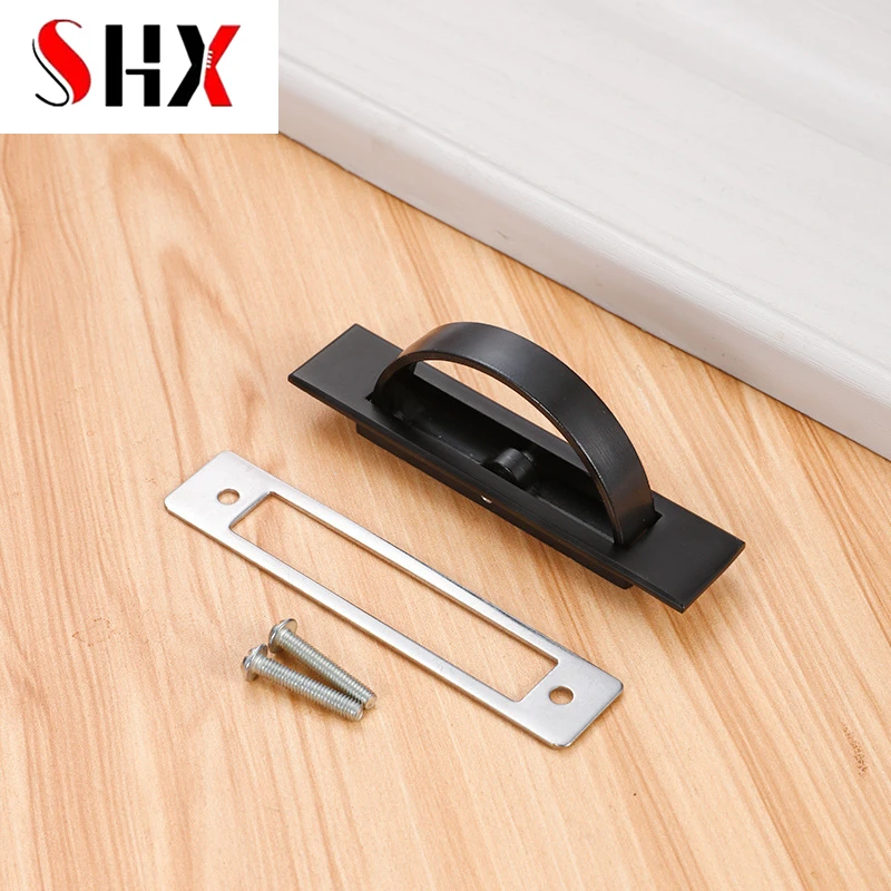 مقبض تاتامي من الفولاذ الأسود المصقول بمقبض مخفي ومقبض قلاب مدمج في درج خزانة مخفي #5