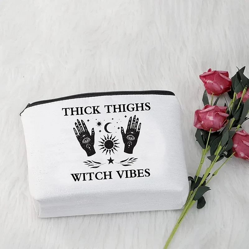 Thick Thighs Witch Vibes Makeup Bag Trick or Treat witchcraft goth magic Birthday Halloween sister friend Gift Christmas present