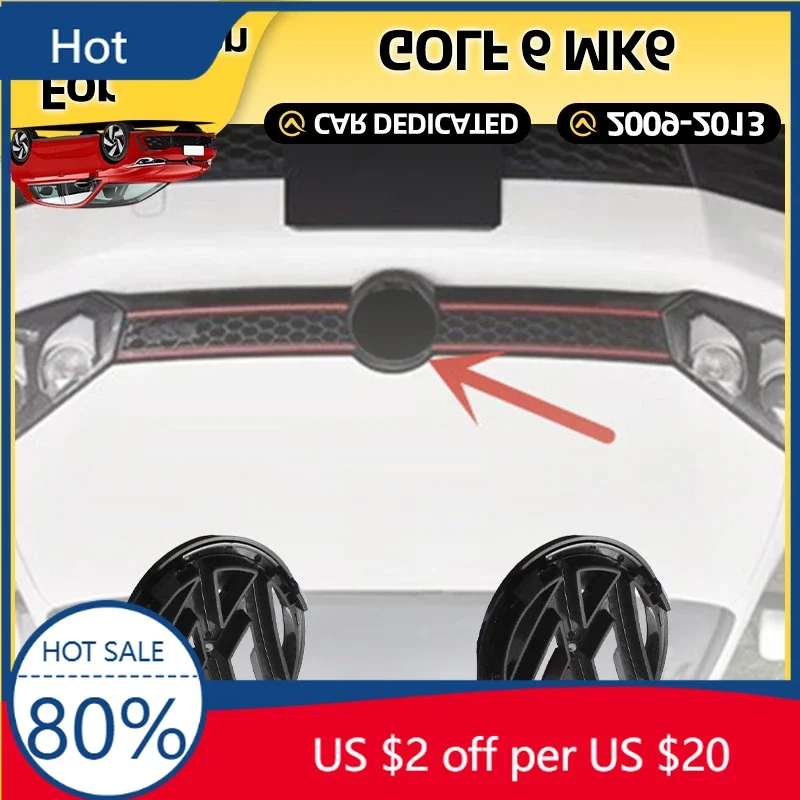 

New For VW VOLKSWAGEN 2pcs 135mm 110mm Car Front Grill Badge and Rear Trunk Emblem Lid Logo Car Styling For Golf 6 MK6 2009