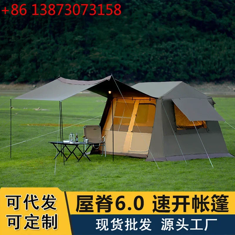 Outdoor Roof 13 Tent Portable Camping Two Rooms One Hall Vinyl Camping Automatic Quick Open Folding Rainproof Thickened