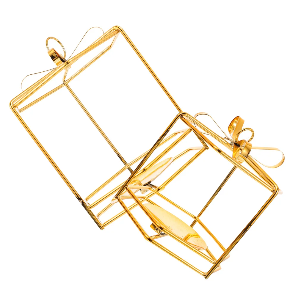 

2pcs Vintage Holder Set Retro Iron Desktop Decoration Golden Hexagonal Tealight Holders Home Wedding