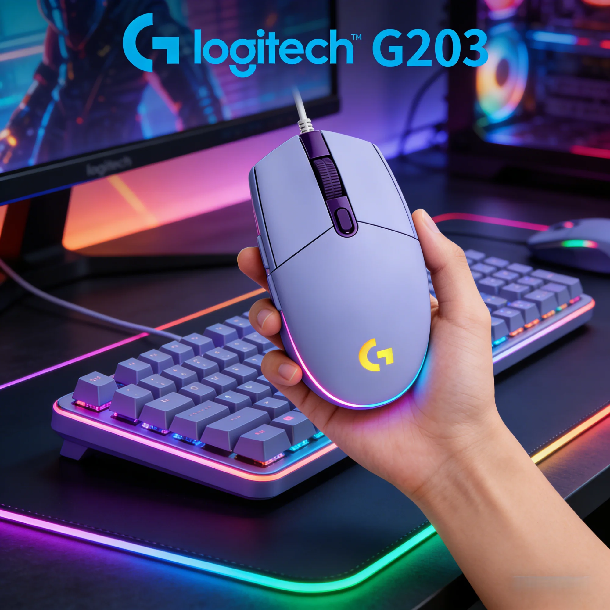 

Original Logitech G203 Wired Mouse 10M Clicks Durable 8000 DPI For PC Gaming Office Home Laptop Daily Use