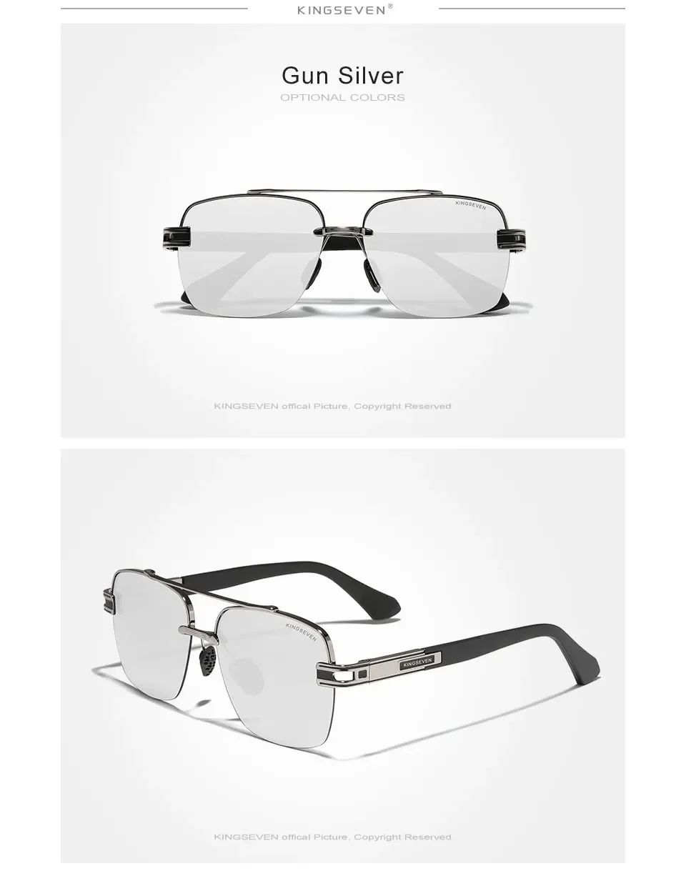 KINGSEVEN Mode Sonnenbrillen Männer Polarisierte UV400 Gläser Frauen Platz Große Halb Rahmen Männlich Weiblich Angeln Fahren Brillen – Detail 8