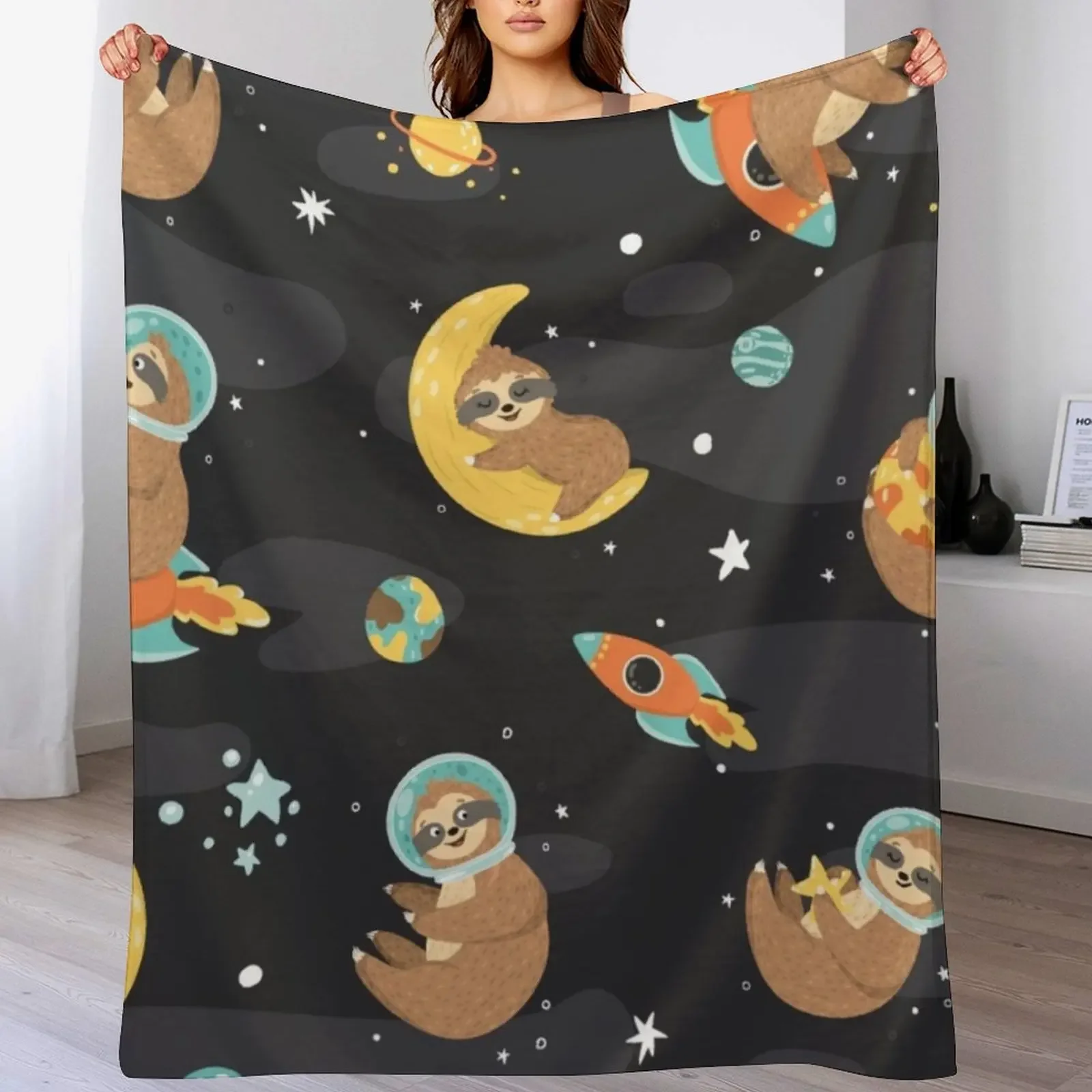

cute sloth astronaut Throw Blanket Lightweight Cozy Blanket for Bed Sofa