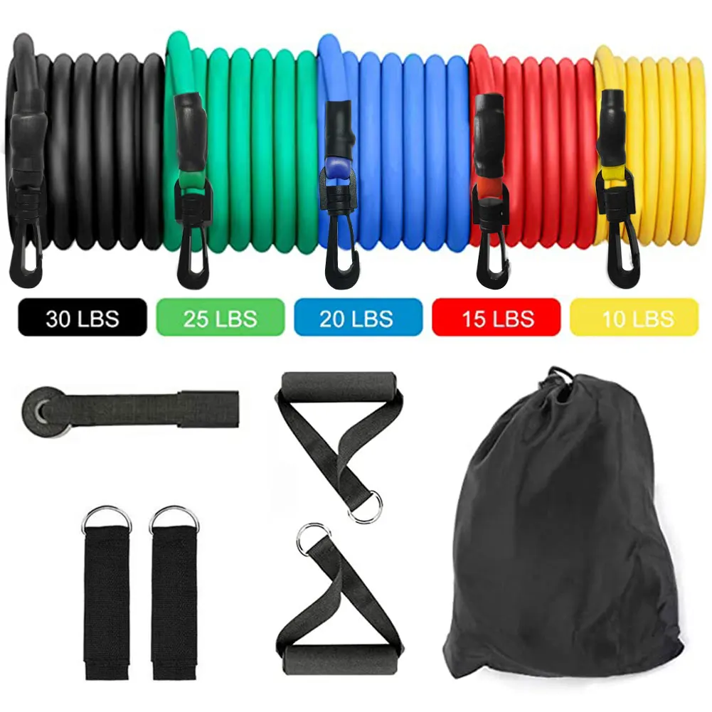 Men Women Fitness Yoga Belt Fitness Body Building Yoga Belts Equipment Strength Training Elastic Rope Sport Accessories 11pcs