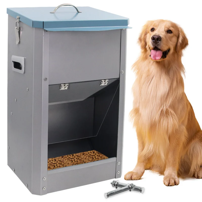 26 lb Galvanized automatic dog feeder gravity pet food feeder Dog Food Dispenser outdoor pet feeder