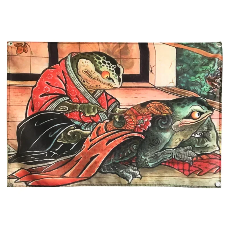 Vintage Ukiyo-e Tattoo Poster Skull Banner Flag Tapestry Wall Hanging Canvas Painting Wall Stickers Bar Cafe Bedroom Decor