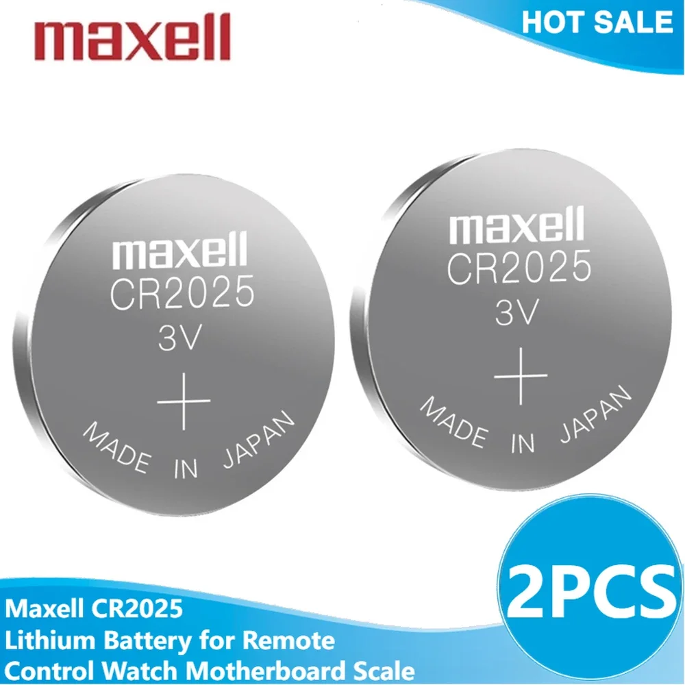 2pcs Original-Maxel l CR2025 3V ECR2025 Lithium Battery for Car Remote Control Watch Motherboard Scale Button Coin Cells