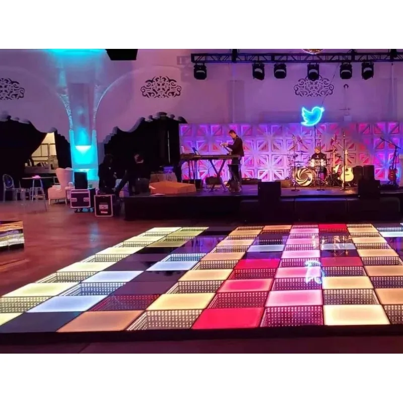 Led 3D tunnel dance floor for wedding party DJ Magnetic Led dance board tiles wireless lighting Unlimited mirror effect