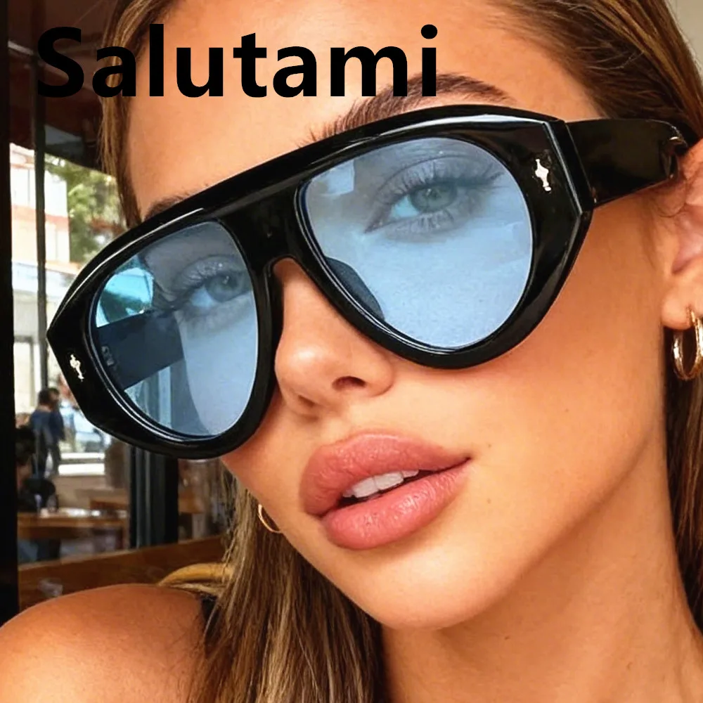 Vintage Übergroße Einteilige Sonnenbrille für Damen Neue Mode Nietenverzierte Ovale Sonnenbrille für Herren Schicke Outdoor Hip-Hop-Brillen – Detail 1