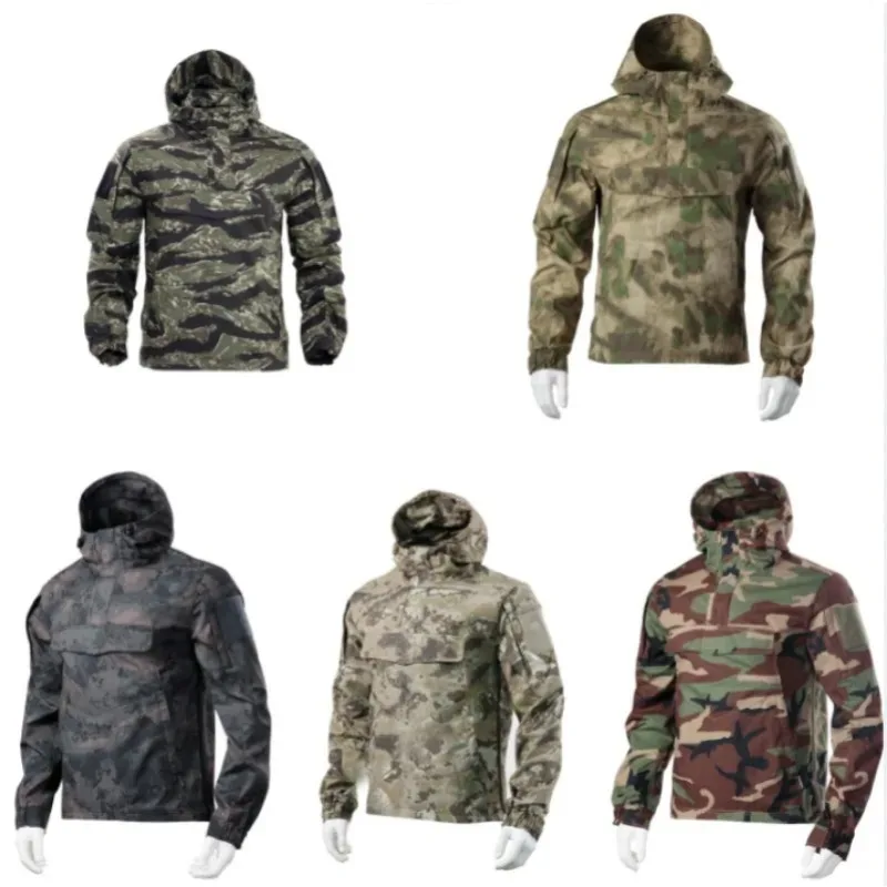 

Outdoor Camouflage Jacket Hunting Tactical Jacket Hiking Airsoft Men Windbreaker Thermal Hooded Jacket Coat Tactical Uniform