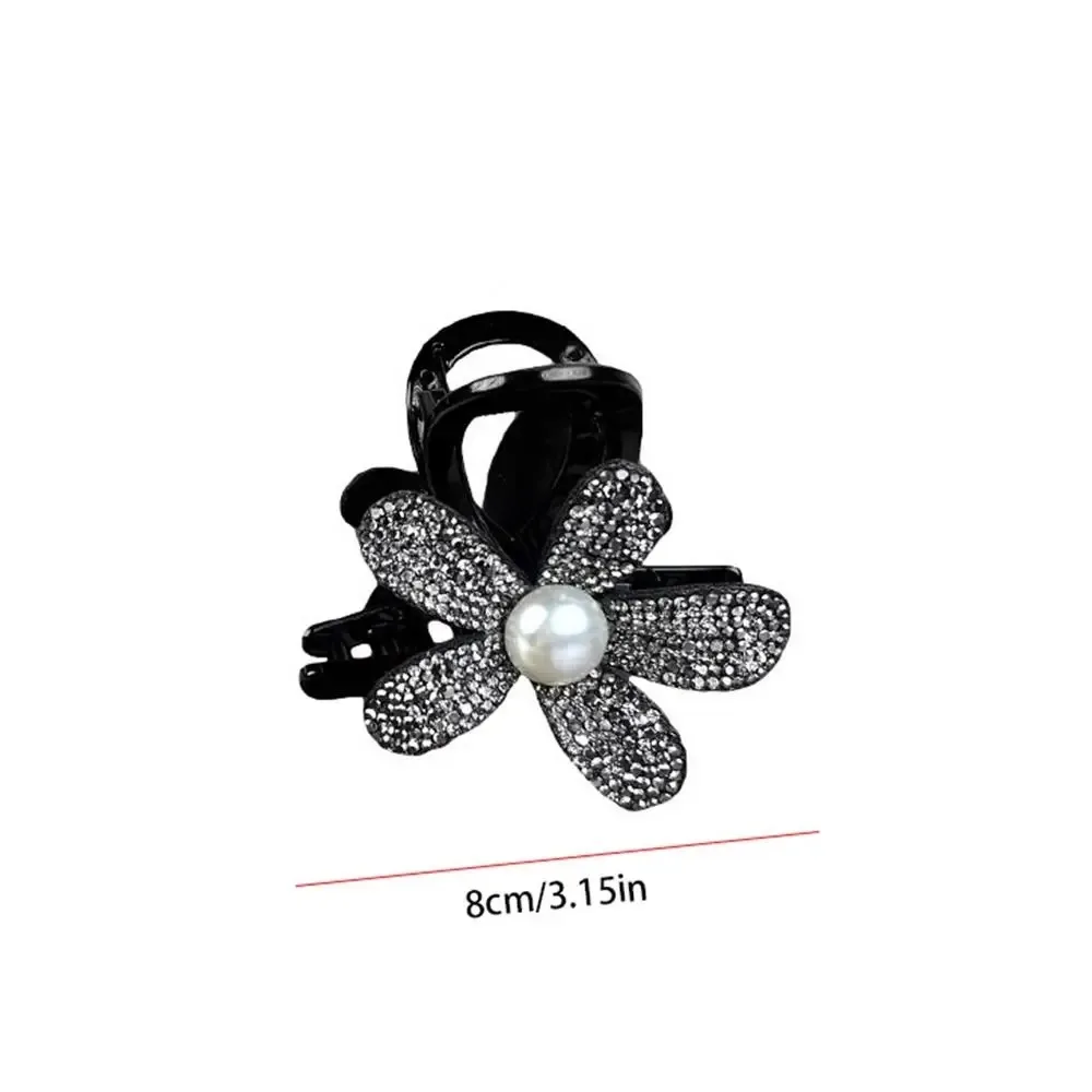 Shiny Diamond Rhinestone Hair Clip Flower Barrettes French Non-slip Flower Beads Duckbill Clip Side Bangs Clip Full Diamond