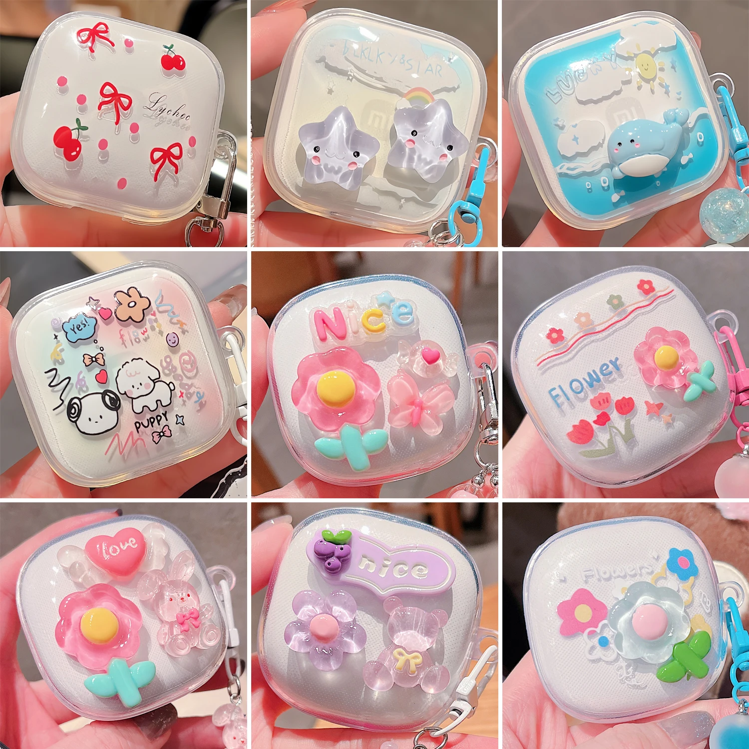 Bonito dos desenhos animados transparente caso macio para redmi buds 6 jogar fone de ouvido acessórios capa protetora funda