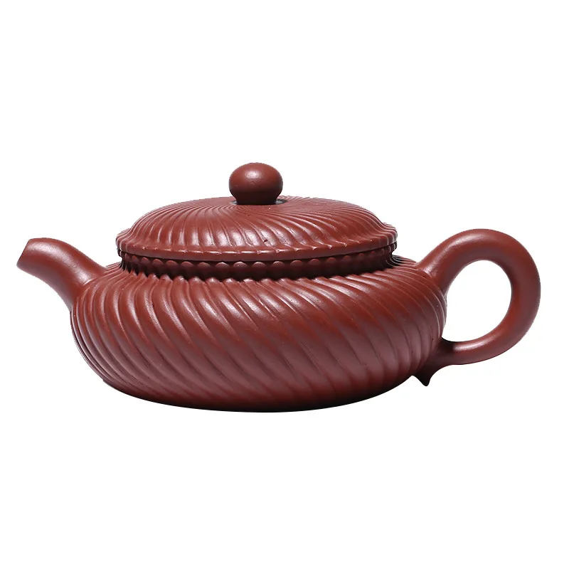 

Zisha Teapot Yixing Handmade Pot, Kung-Fu Teaware, Purple Clay Drinkware for Puer Chinese Tea Robe, Rib Antique Pot