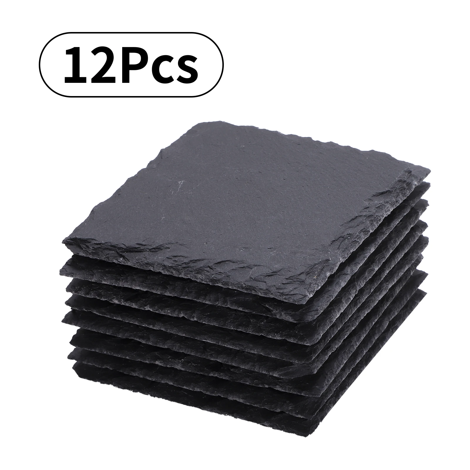 

Slate Coaster Bulk 3.9 Inch Square Round Black Stone Coasters with Anti-Scratch Bottom Drink Coffee Bar Home Engraving Supplies