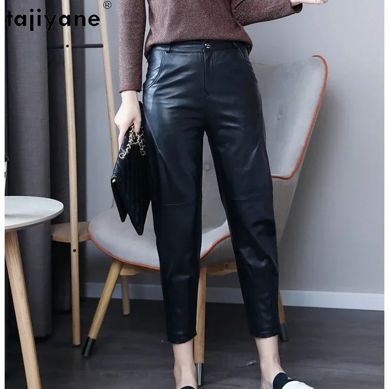 

Tajiyane Real Sheepskin Harem Pants Women Genuine Leather Pants for Women 2023 Korean Fashion Black Pants Trousers ropa mujer