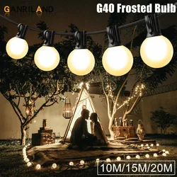 GANRILAND 25FT LED String Light G40 Globe E12 Base Frosted White Fairy Lights 50FT 65FT  Connectable Outdoor Patio Garland Light