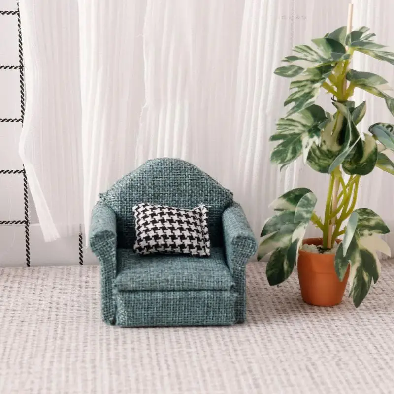 1/12 casa de bonecas mini linho sofá lance travesseiro modelo casa de bonecas móveis decoração casa boneca cena decoração acessórios