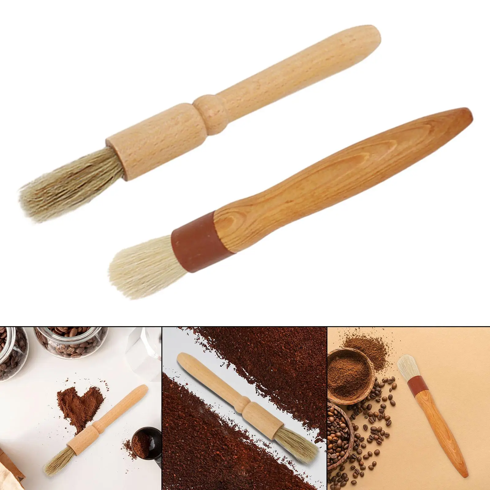 Coffee Grinder Cleaning Brush Wooden Handle Easy to Clean Durable Dusting Brush Little Brush 18.6cm for Bar Home Cafe Kitchen