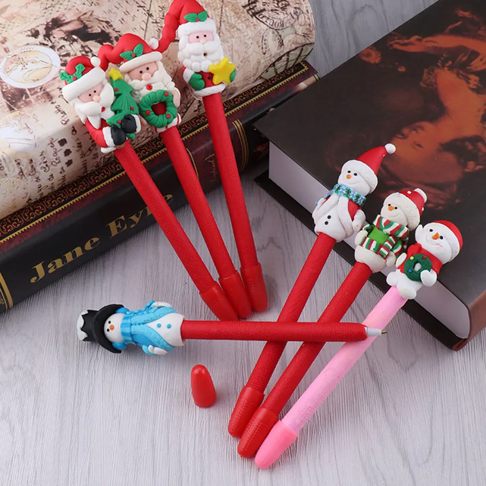 

4 Pcs Christmas Decoration Pen Students Stationery Theme Ballpoint Pens Decorations Lovely Cartoon Elder Xmas Ornaments