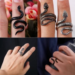 Retro Snake Ring for Women Metal Gothic Men Rings Vintage Adjustable Ring for BFF Black Ring Party Jewelry Accessories Gift