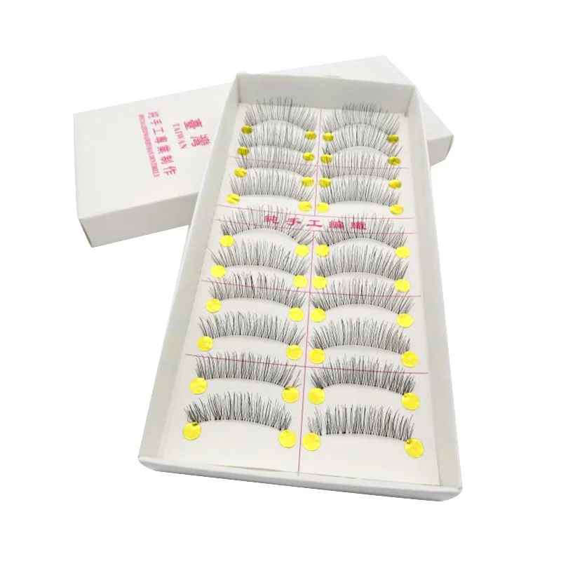 10 pares de pestañas postizas transparentes de plástico hechas a mano, tira completa natural, pestañas gruesas populares para maquillaje 4