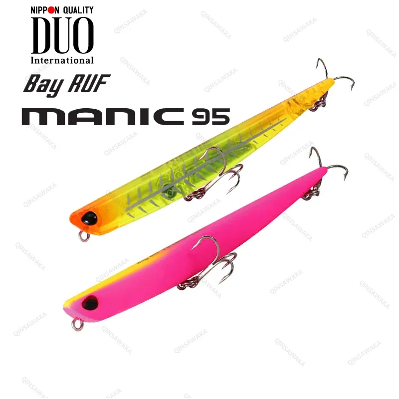 Japan DUO BAY RUF MANIC 95 95mm 8g 0.1m Sinking Pencil Sea BASS Trout Lure Cast Fishing Saltwater Irregular Action  V shaped