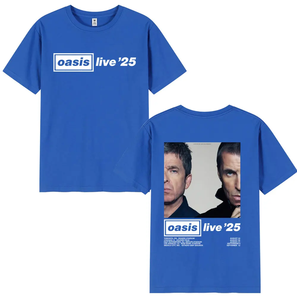 O-Oasis Live 25 Tour T-Shirt Men's Cotton Casual Tee