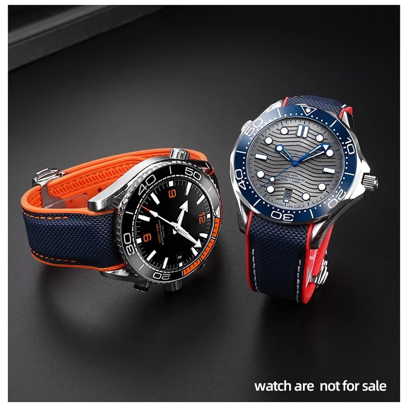 20mm 21mm 22mm Nylon Rubber Strap Watchband For Omega SEAMASTER 300 PLANET OCEAN Deployant Clasp Men's Bracelet Watch Accessorie