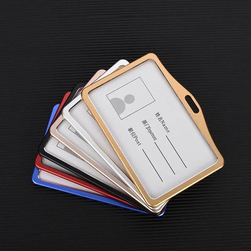 Fashion Card Cover Women Lanyard Aluminum Alloy Work ID Card Holder Business Work Card ID Badge Holder Metal Bags Case