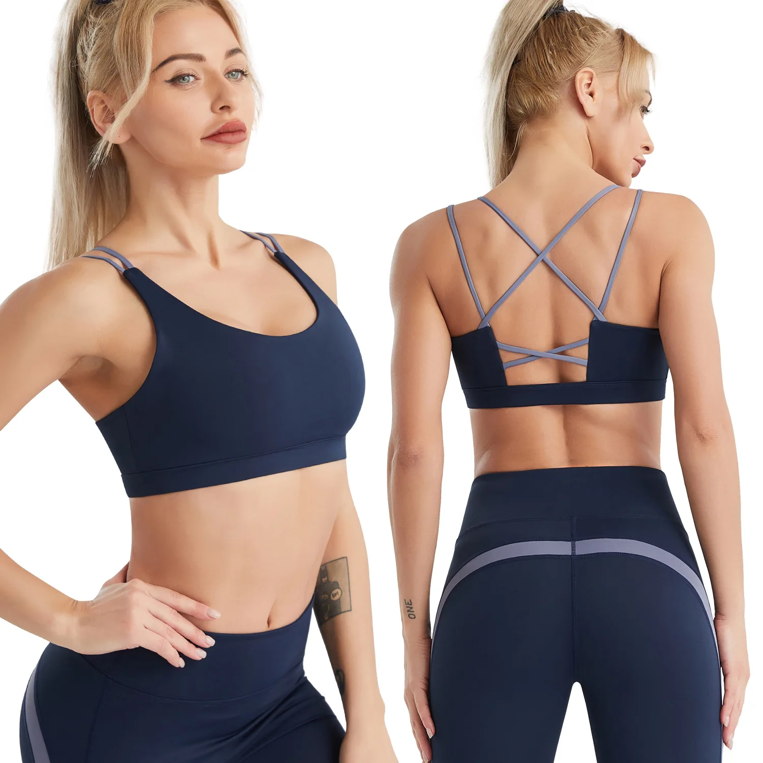 Abbigliamento yoga transfrontaliero reggiseno estivo da donna antiurto push-up fitness vest running wireless nude feel intimo sportivo