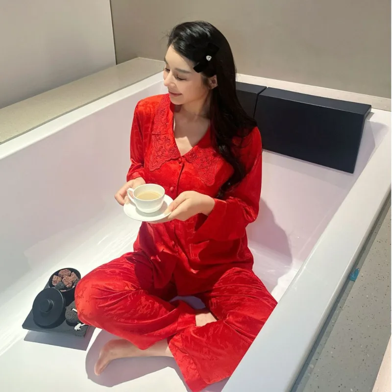 pyjama-de-luxe-en-soie-glacee-pour-femme-ensemble-deux-pieces-col-de-poupee-pantalon-jacquard-a-manches-longues-vetements-de-nuit-classiques-automne-hiver-2025