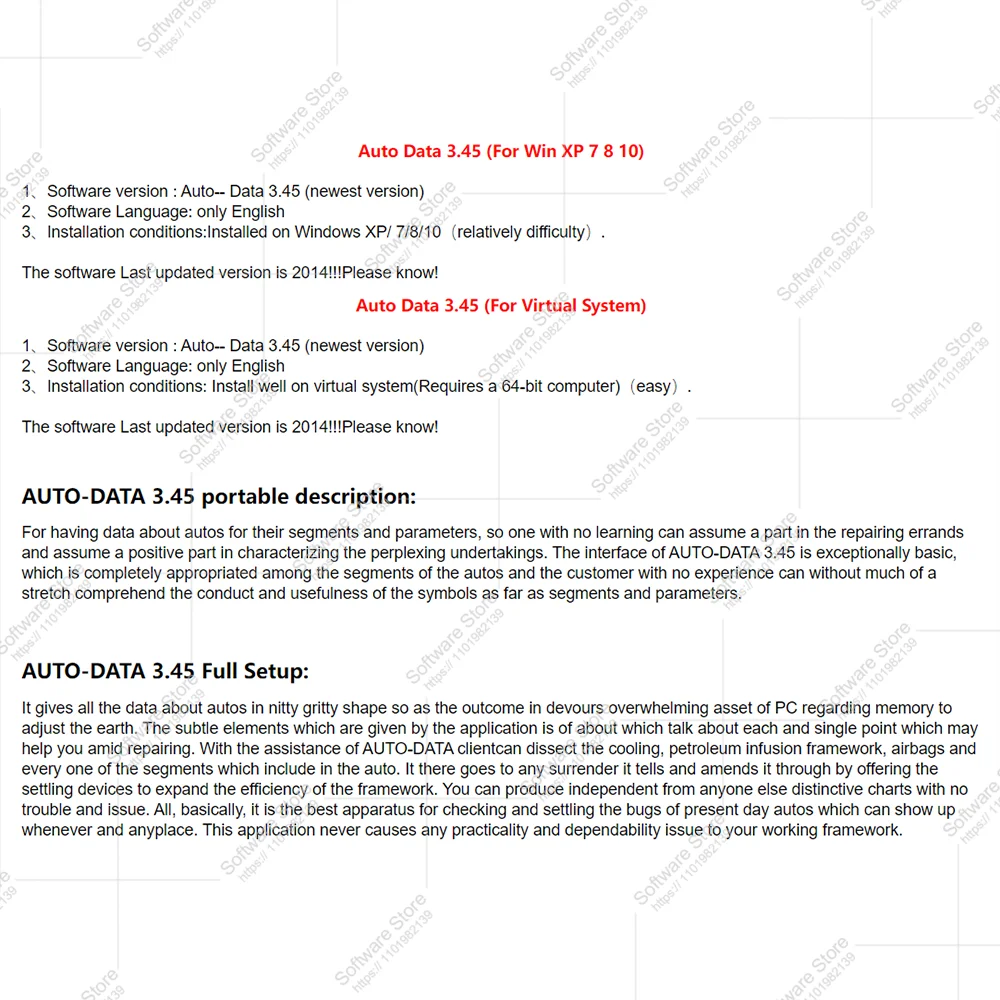 2024 Auto-Data 3.45 Car repair diagnosis Software Auto Data 3.45 2014 year  Latest Version with Install Video Free Installation