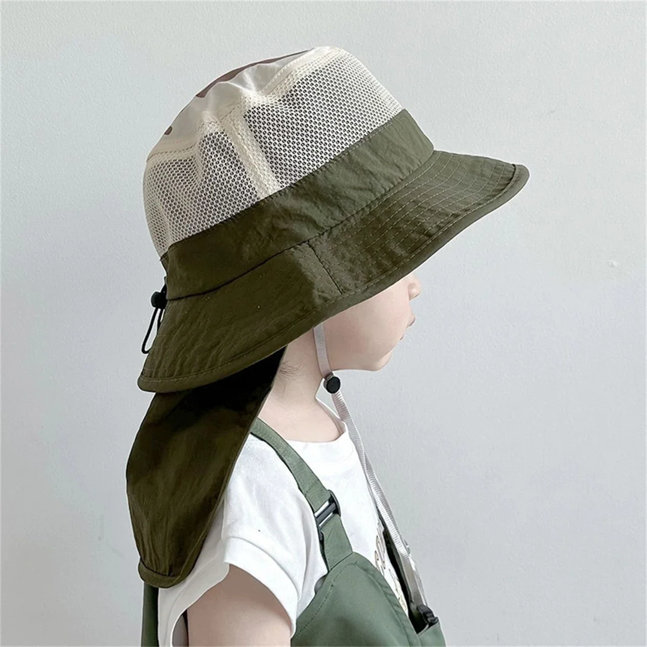 Summer Baby Sun Hat Outdoor Sunscreen Beach Cap with Shawl Cute Cartoon Neck Protection Bucket Hat Kids Panama Caps view 8