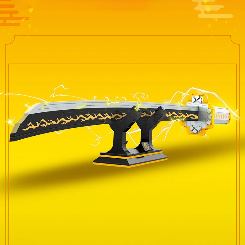

Japanese Katana Building Blocks Demon Slayer Zenitsu Model Assembly Insert Small Particles Boy Gift Sword Knife Toys Gift