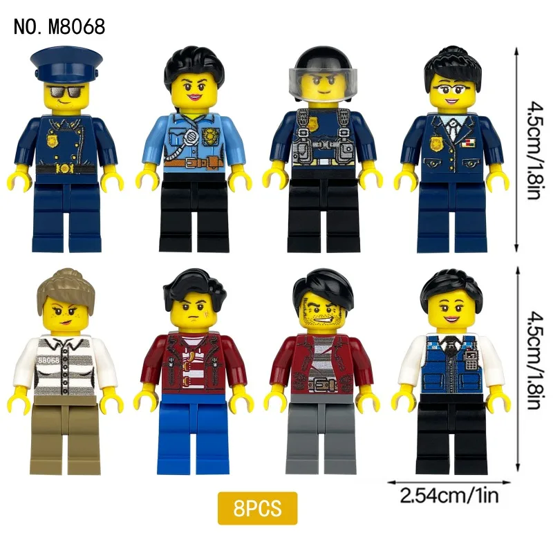 Bambola prigioniero 8068 piccole particelle per bambini assemblate giocattoli bambole della polizia gangsters copiati regali per bambini