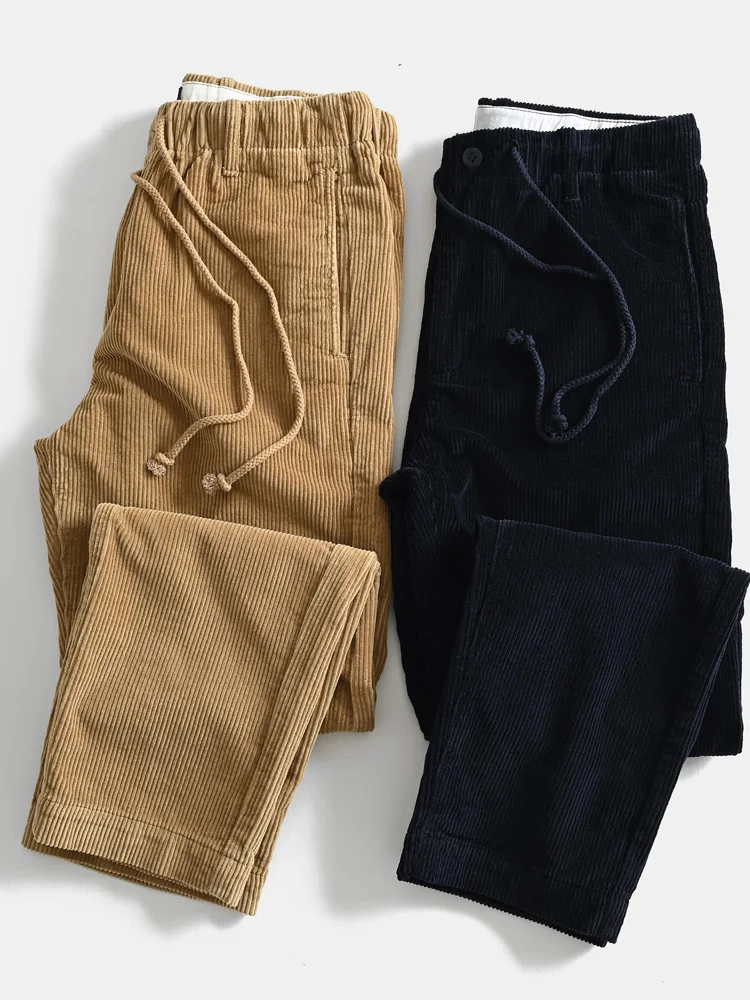 

Heavyweight Pure Cotton Vintage Loose Straight Cut Corduroy Work Trousers Japanese Style Casual Pants Men's Long Trousers