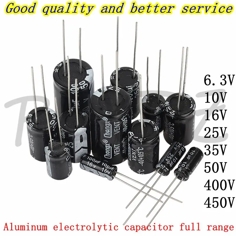 Aluminum Electrolytic Capacitor 10V 16V 25V 35V 50V 400V 450V 470UF 100UF 220UF 330UF 470UF 680UF 1000UF 47UF 10UF 22UF 0.47UF
