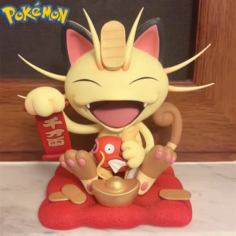 Pokemon 22cm Recruit Wealth Meowth Mega Lucario Anime  Model Figures Toy Fortune Cat Collect Decoration Doll Kids Birthday Gift