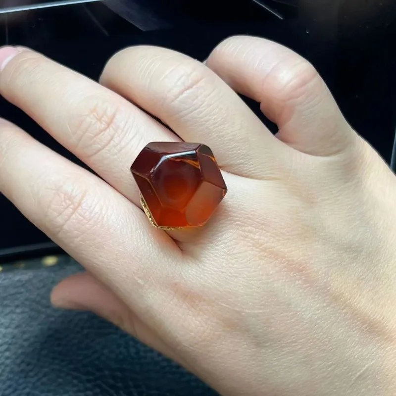 2026 New Blood Amber & Red Amber Ring for Women, Exquisite Bracelet Gift, Special-shaped Cut Fashion Jewelry Accessories