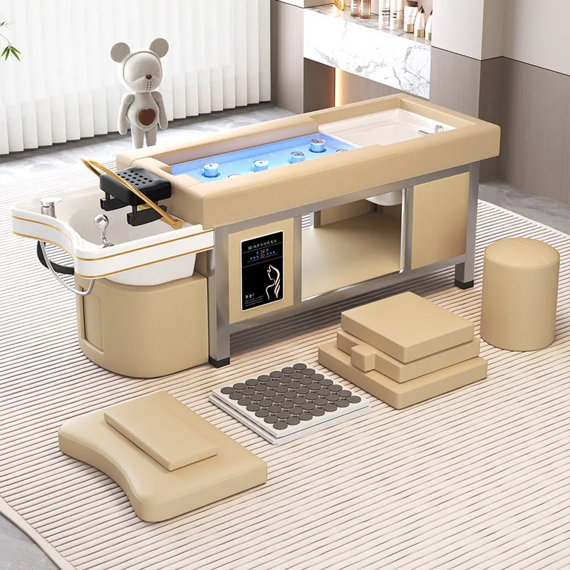 Multi-functional Ceramic Moxibustion Head & Foot Therapy Bed With Water Circulation Steam For Beauty Salons And Hair Salons