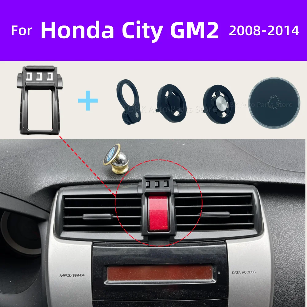 Suporte MagSafe para Carro para Honda City GM2 2008-2014 2009 2010, Suporte Magnético para Telefone, Base de Carregamento Sem Fio, Acessório Interior