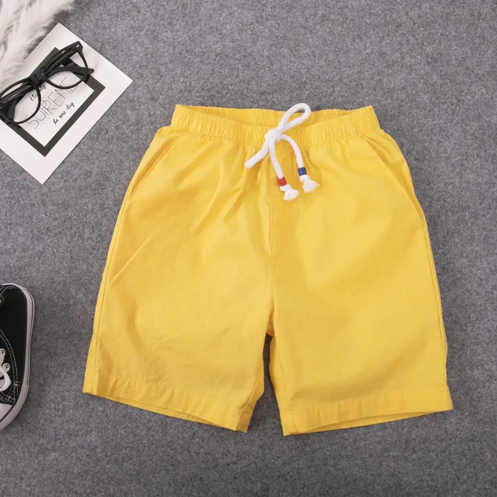 New Children Shorts for Boys Summer Toddler Baby Elastic Waist Sports Pant Cotton Teenage Clothes White/Yellow Shorts with Belts