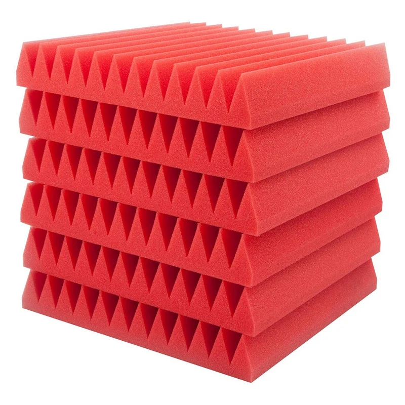 6 Pcs Red Acoustic Panels Soundproofing Foam Acoustic Tiles Studio Foam Sound Wedges 5x