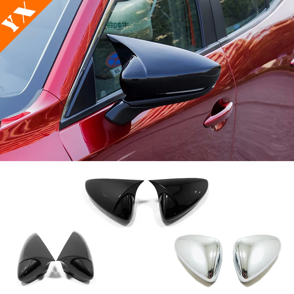 

Car Side Mirror Rear View Mirror Cover Chrome Carbon Black Look Trim Garnish For Mazda CX3 CX-3 CX30 CX-30 Accessories 2019-2023